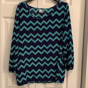 Blue and Green Blouse